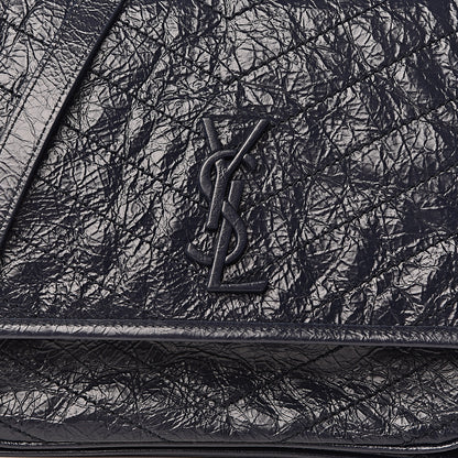 Saint Laurent Crinkled Calfskin Matelasse Monogram Medium Niki Chain Satchel Deep Marine 10 of 10