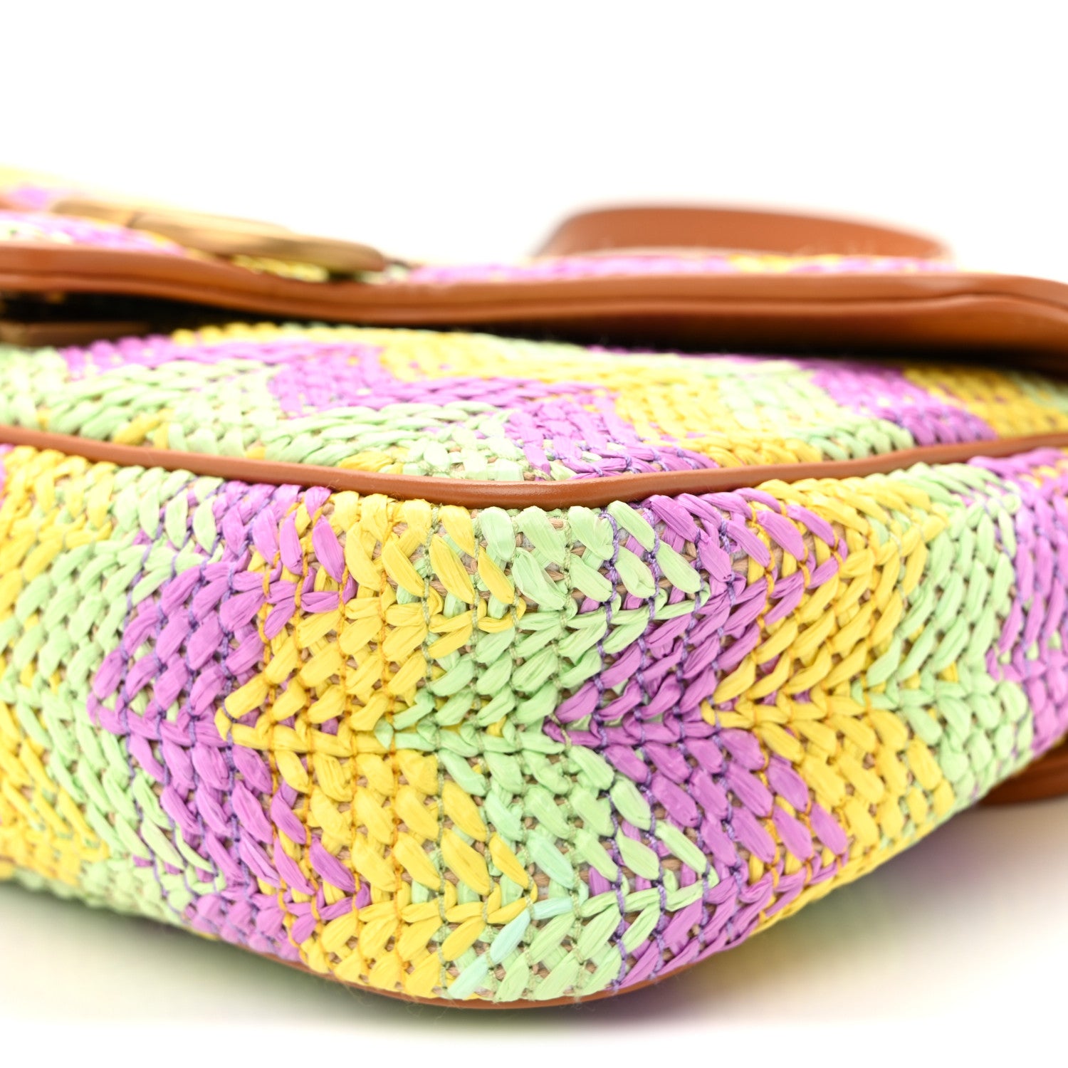 Gucci Calfskin Raffia Woven Small GG Marmont Shoulder Bag Multicolor 10 of 10
