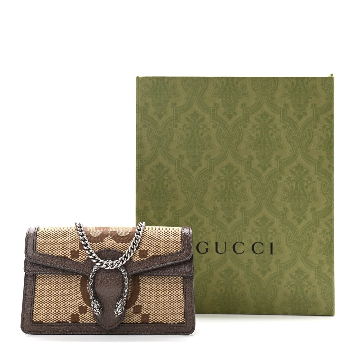 Gucci Monogram Jumbo GG Textured Dollar Calfskin Super Mini Dionysus Shoulder Bag Camel Ebony New Acero 8 of 8