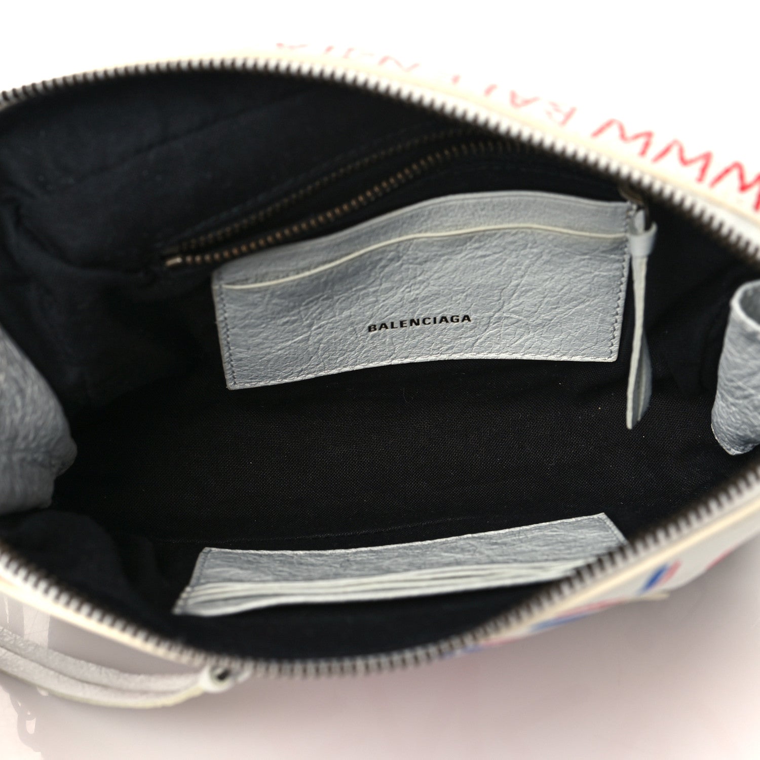 Balenciaga Agneau Graffiti All Over Classic Hardware Reporter XS White Bleu Rouge 5 of 10