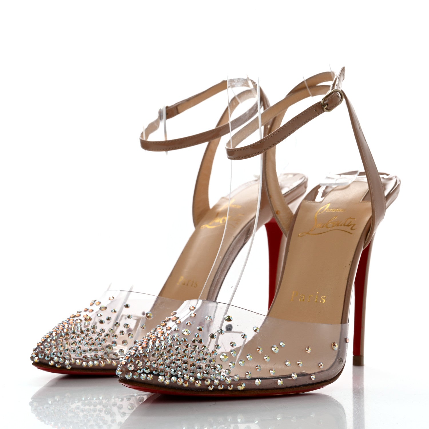 Christian Louboutin PVC Patent Psychic Spikaqueen 100 Pumps 37.5 Nude 3 of 12