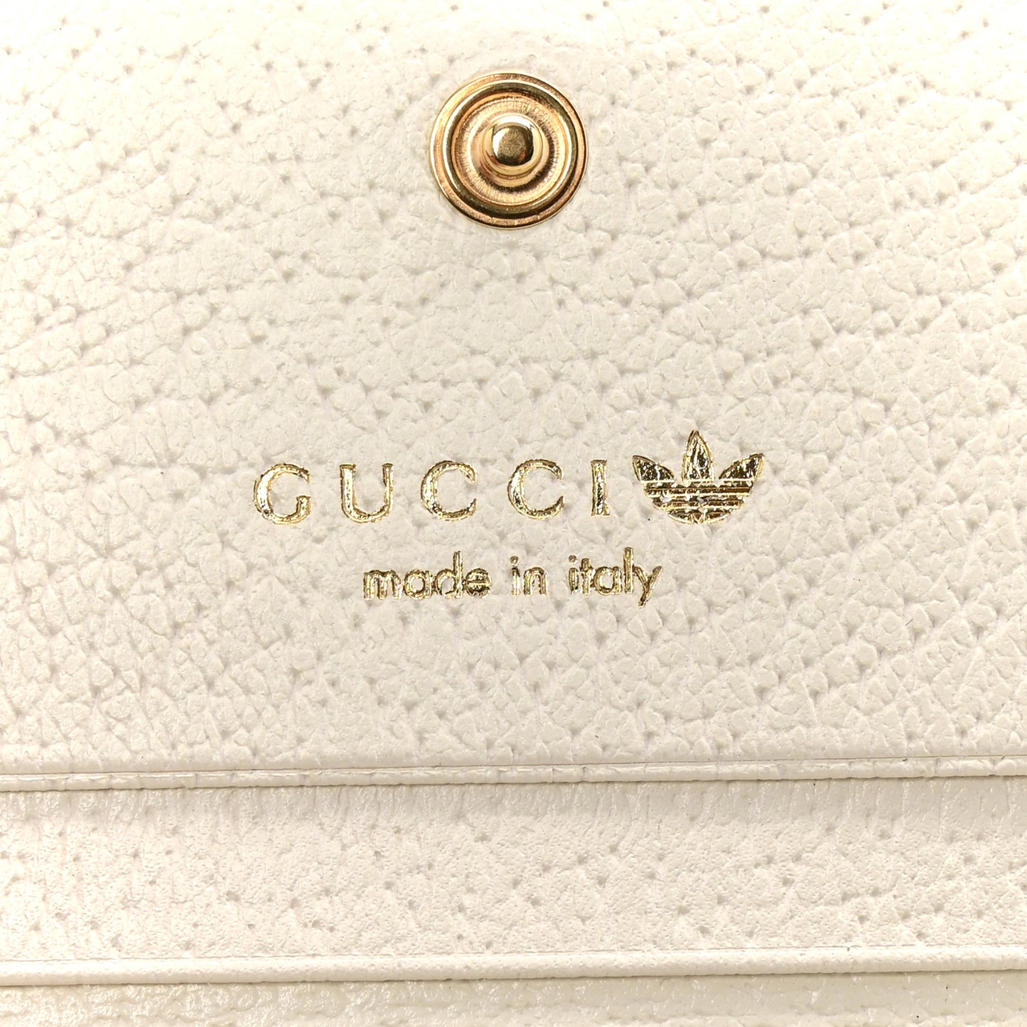 X ADIDAS Textured Dollar Calfskin Trefoil Horsebit 1955 Card Case Wallet With Strap White