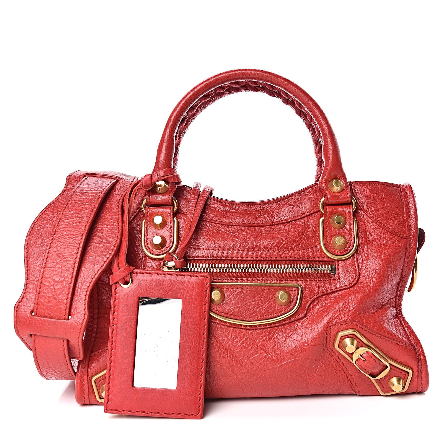 Balenciaga Agneau Gold Metallic Edge Hardware Mini City Rouge Rubis 1 of 10