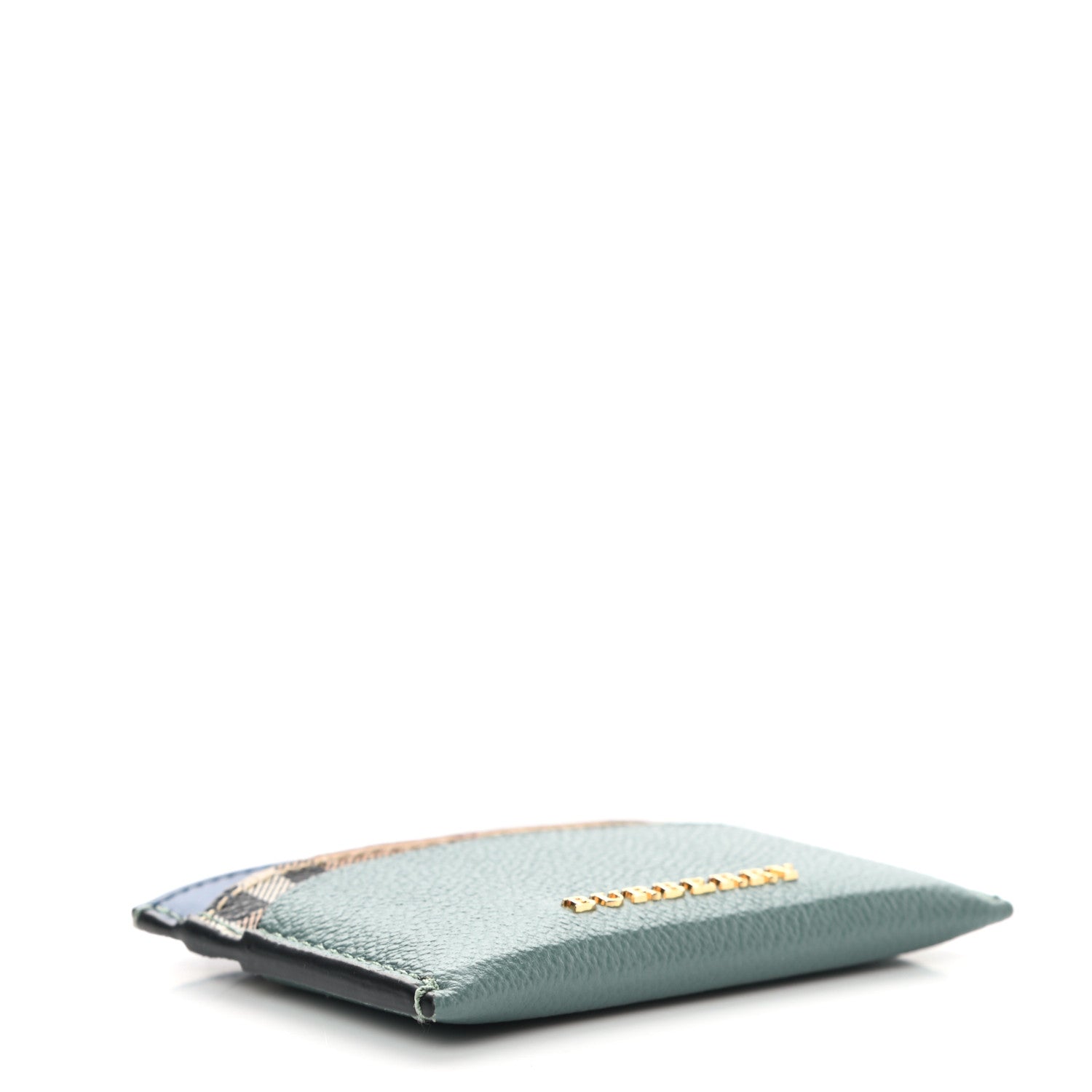 Burberry Soft Grain Calfskin Haymarket Check Izzy Card Case Eucalyptus Green Multicolor 4 of 8