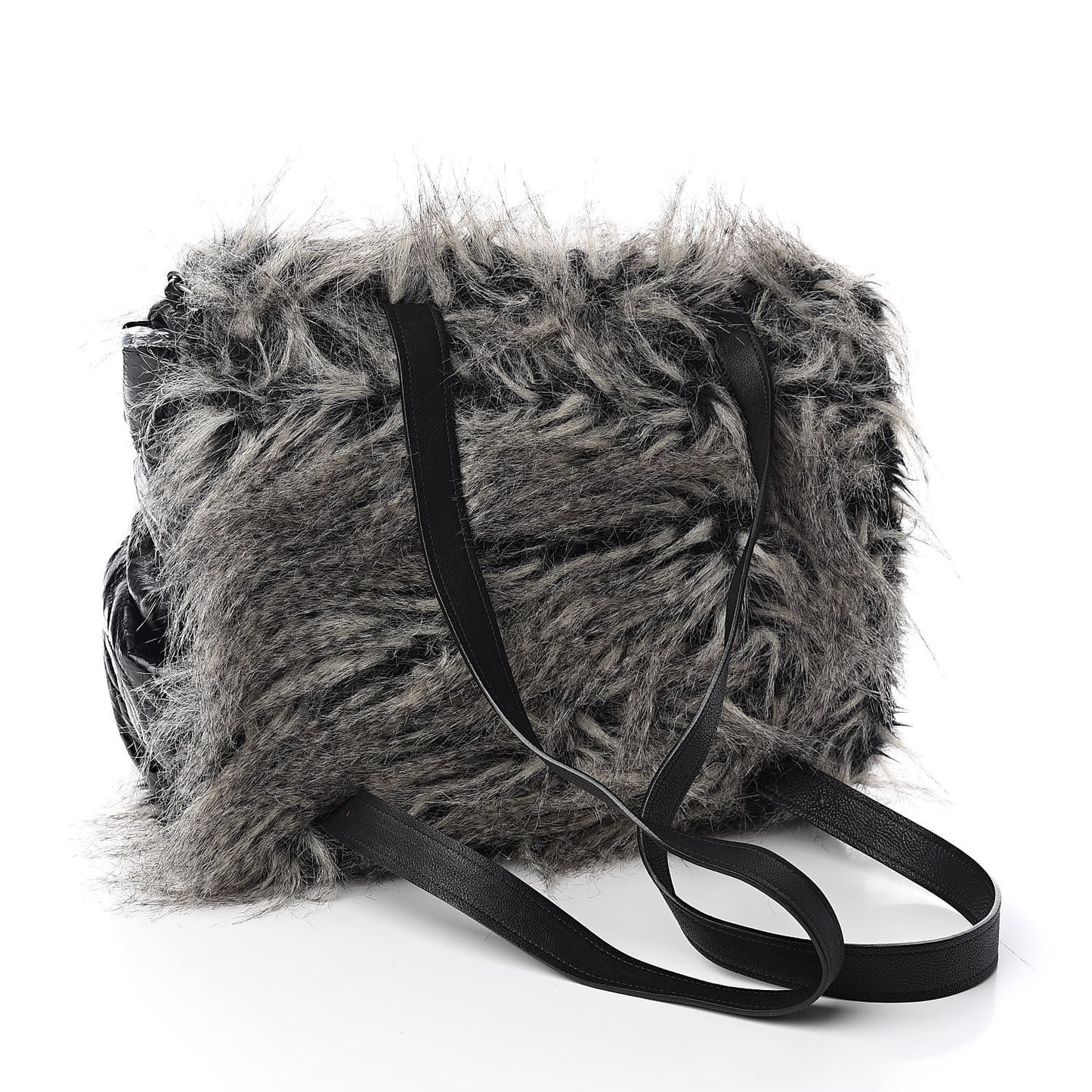 Iridescent Calfskin Fantasy Fur Backpack Grey