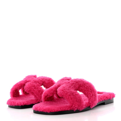 Hermes Woolskin Oran Sandals 36 Rose Fuchsia 3 of 9