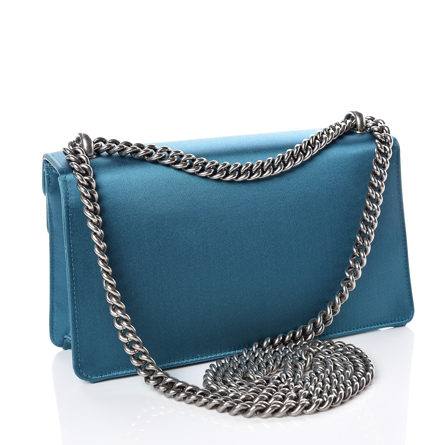 Gucci Satin Silk Crystal Small Dionysus Shoulder Bag Turchese Black Diamond 3 of 14
