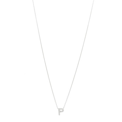 Roberto Coin 18K White Gold Diamond Initial P Pendant Necklace 1 of 6