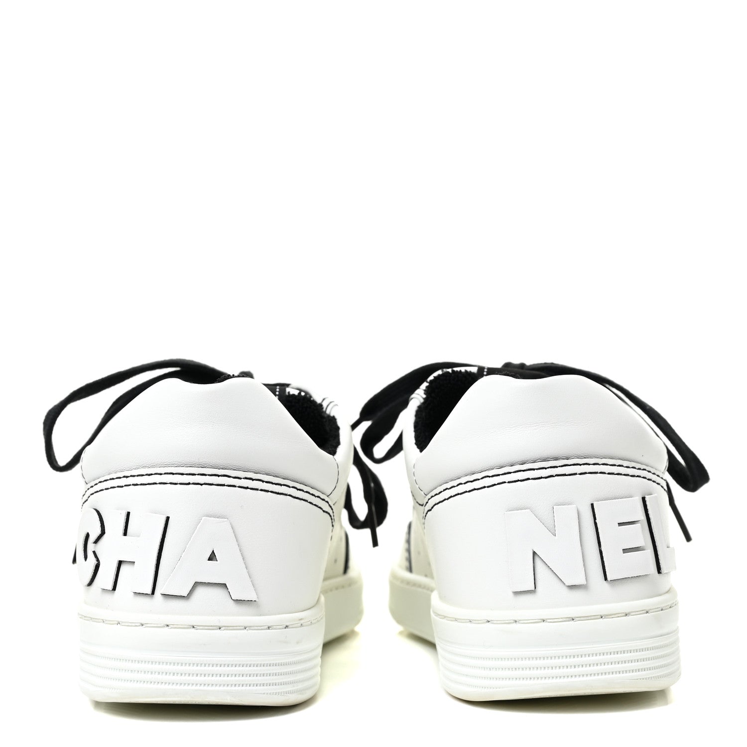 Chanel Calfskin Womens Logo Sneakers 37 Black White 4 of 10