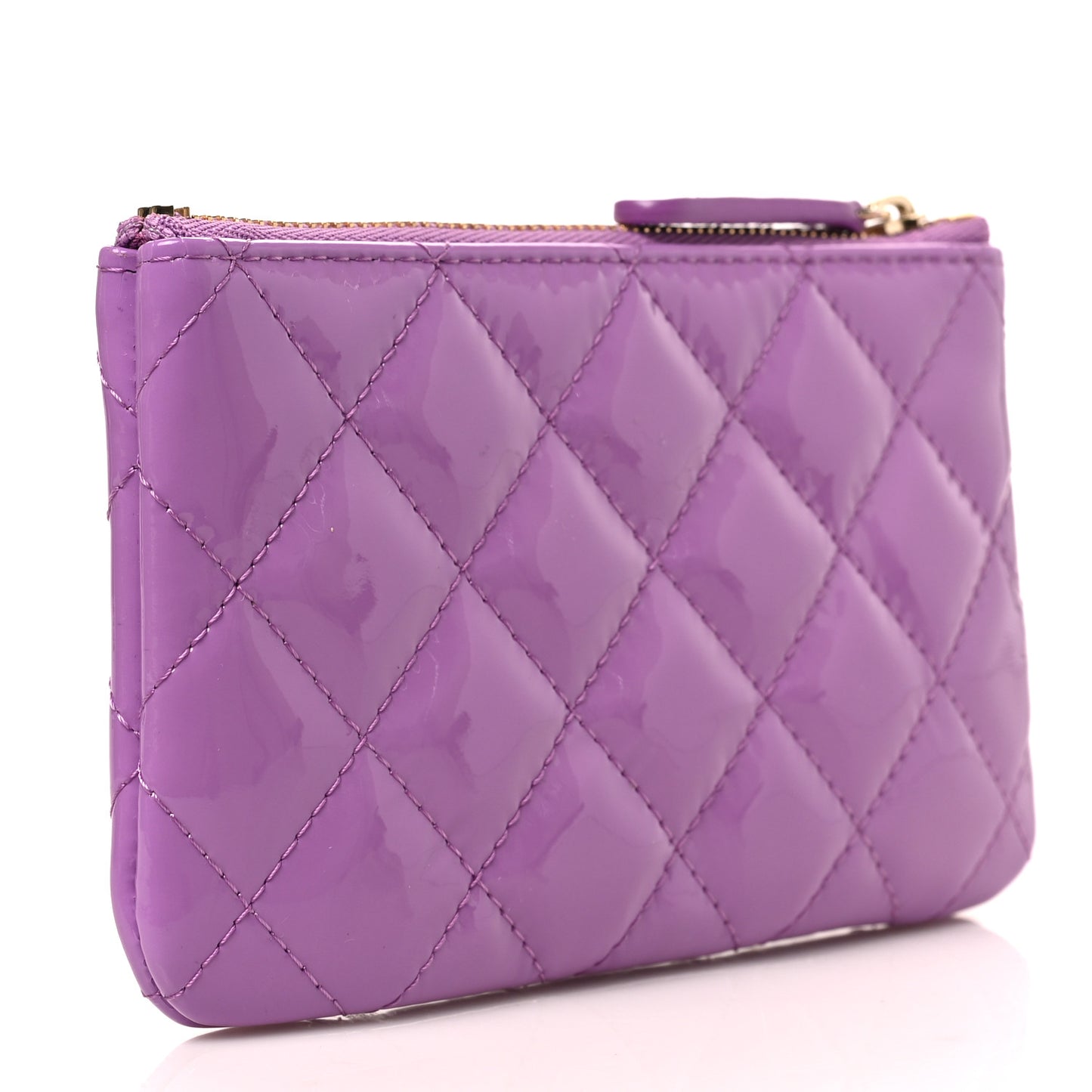 Patent Quilted Small Cosmetic Case Purple