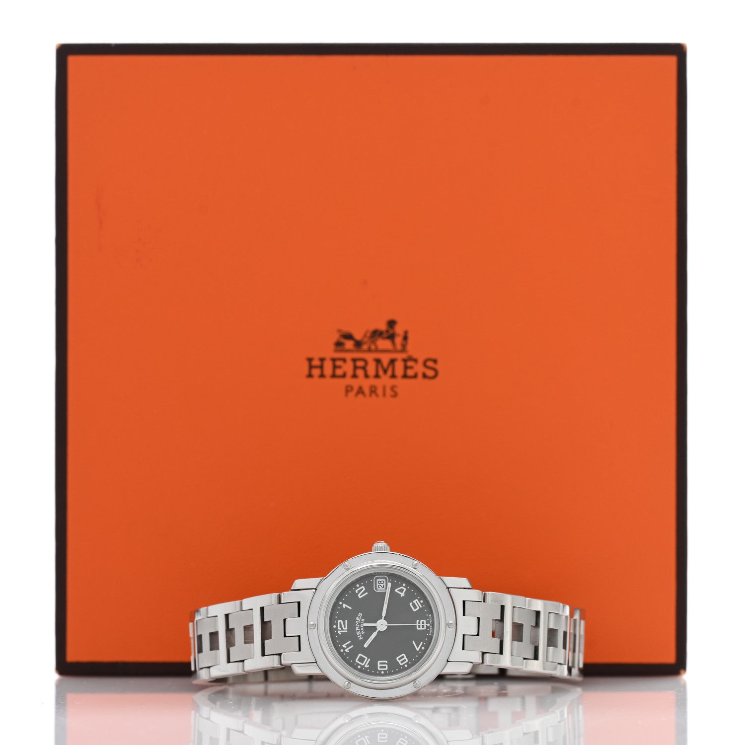 Hermes Stainless Steel 24mm Clipper Quartz Watch Grey 5 of 5