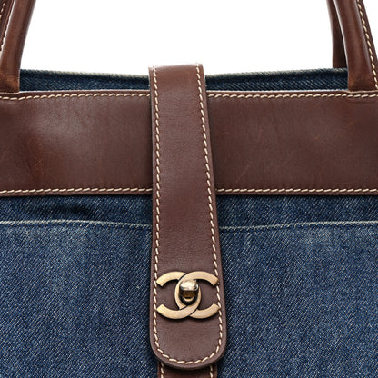Chanel Denim CC Tote Bag Blue Brown 8 of 11