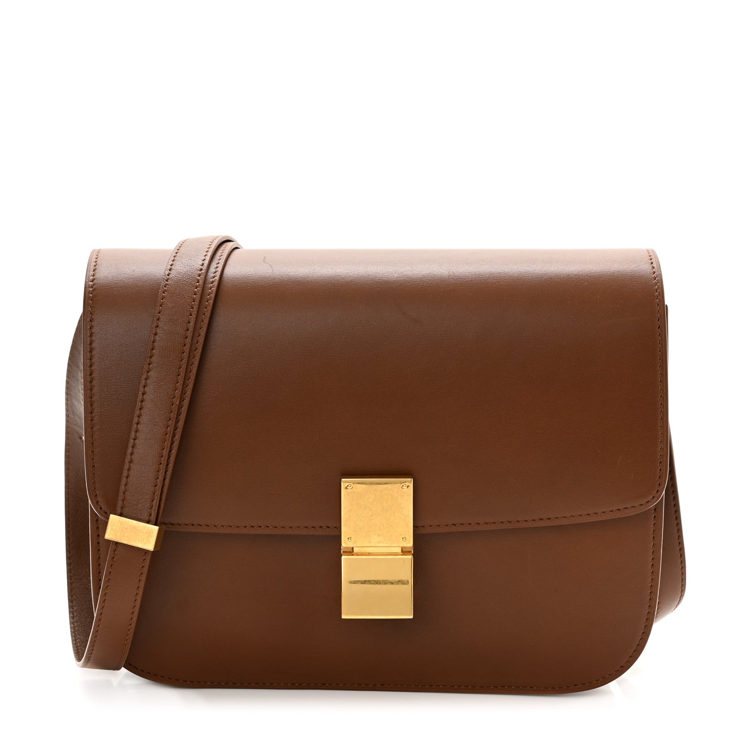 Box Calfskin Medium Classic Box Flap Bag Camel