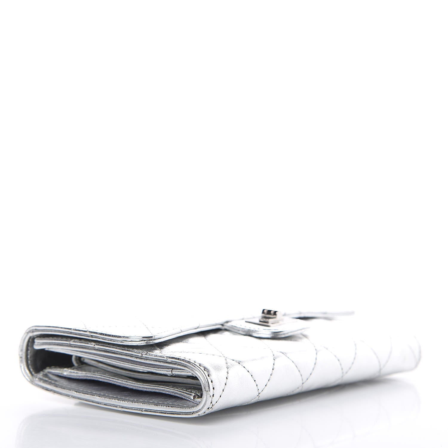 Chanel Metallic Aged Calfskin Quilted Reissue Long Flap Wallet Light Silver 4 of 8