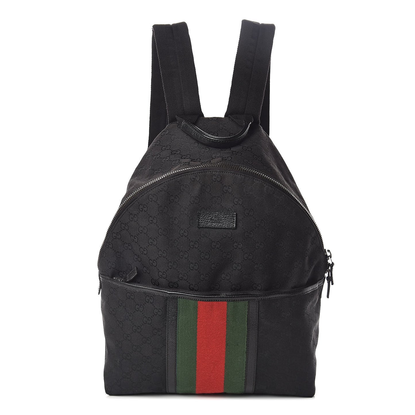 GG Monogram Web Medium Classic Backpack Black