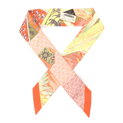 Hermes Silk Cheval Phoenix Twilly Orange Jaune Vif Vert 1 of 4