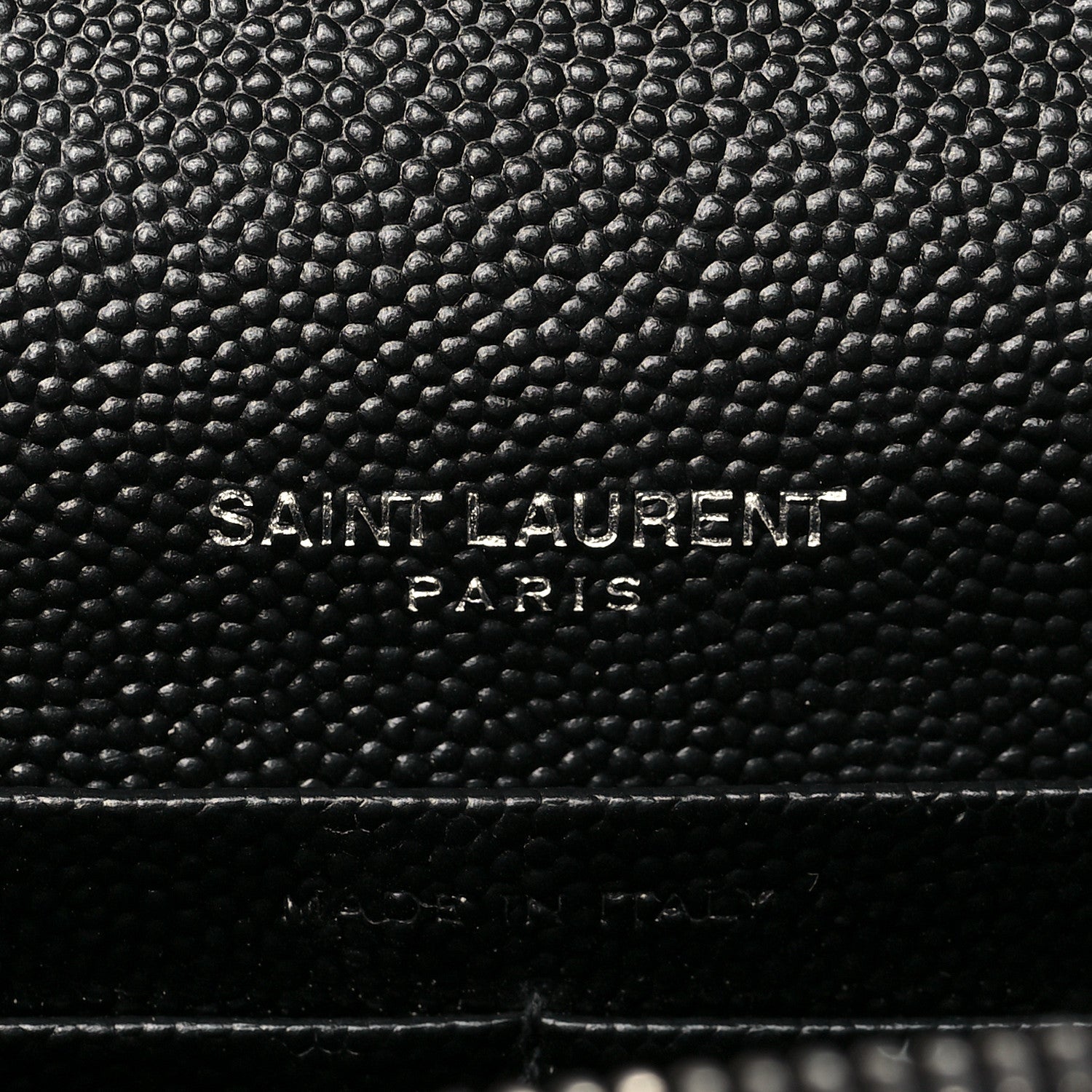 Saint Laurent Grain De Poudre Matelasse Chevron Monogram Envelope Chain Wallet Black 5 of 7