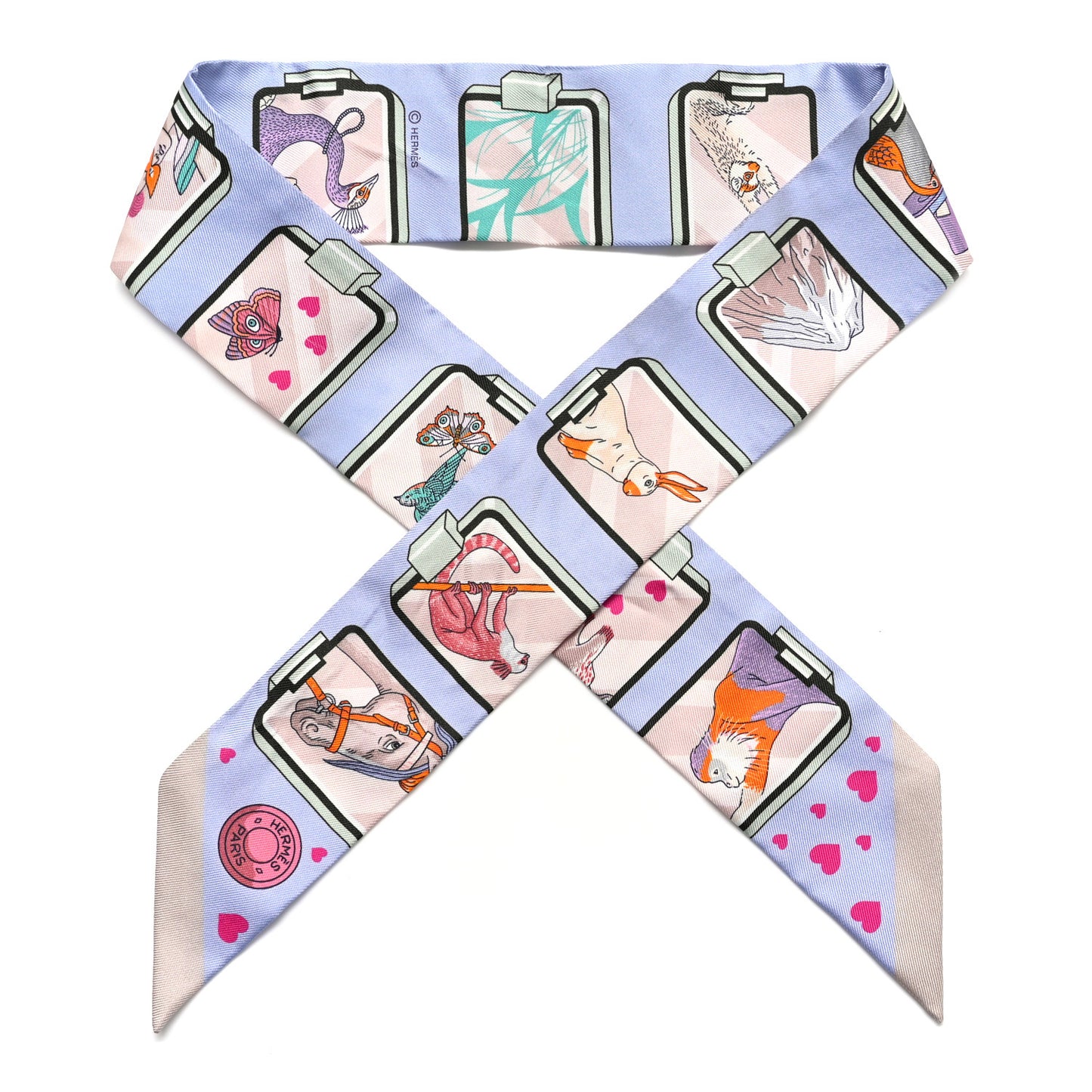 Silk Story Twilly Blue Pale Rose Vert