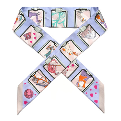 Hermes Silk Story Twilly Blue Pale Rose Vert 1 of 5