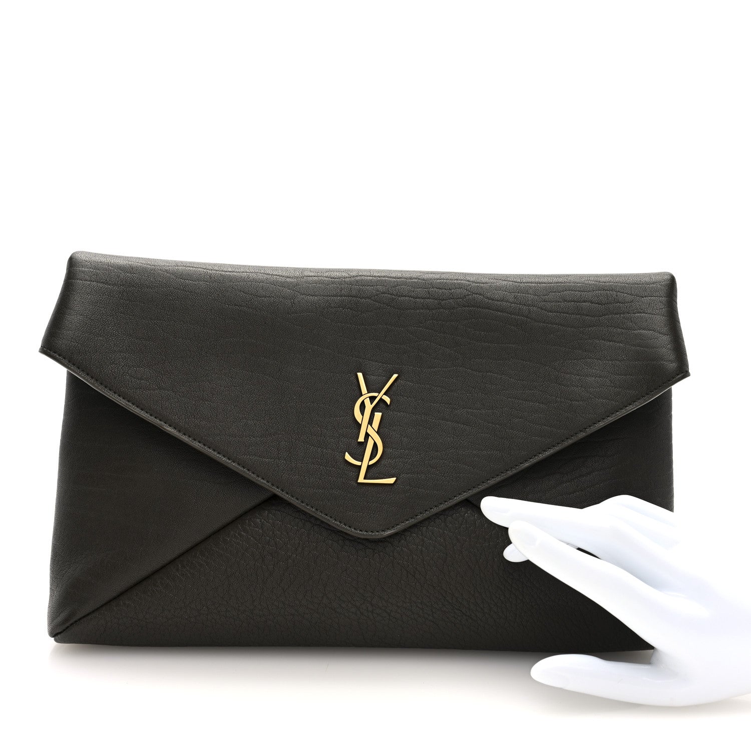Saint Laurent Grained Lambskin Large Cassandre Envelope Pouch Light Musk 2 of 6