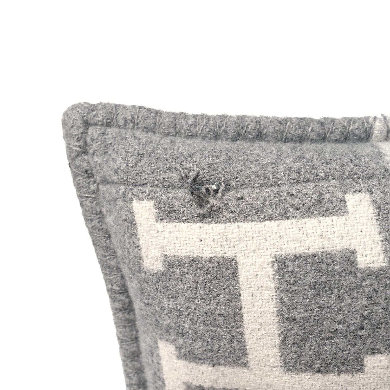 Hermes Wool Cashmere Avalon III Pillow PM Ecru Gris Clair 4 of 4