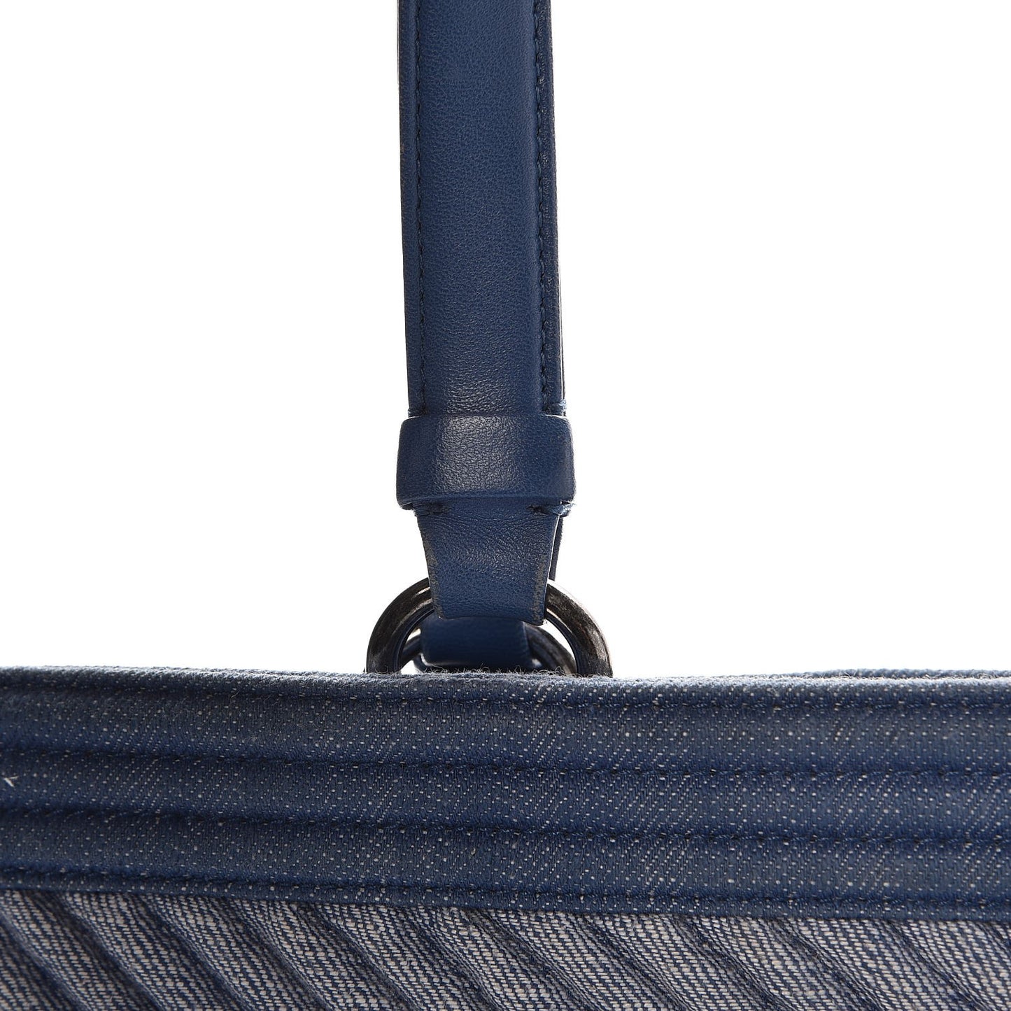 Denim Chevron Quilted Large Boy Shopping Tote Light Blue