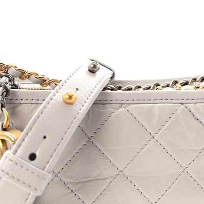 Chanel Aged Calfskin Quilted Small Gabrielle Hobo Grey 8 of 10