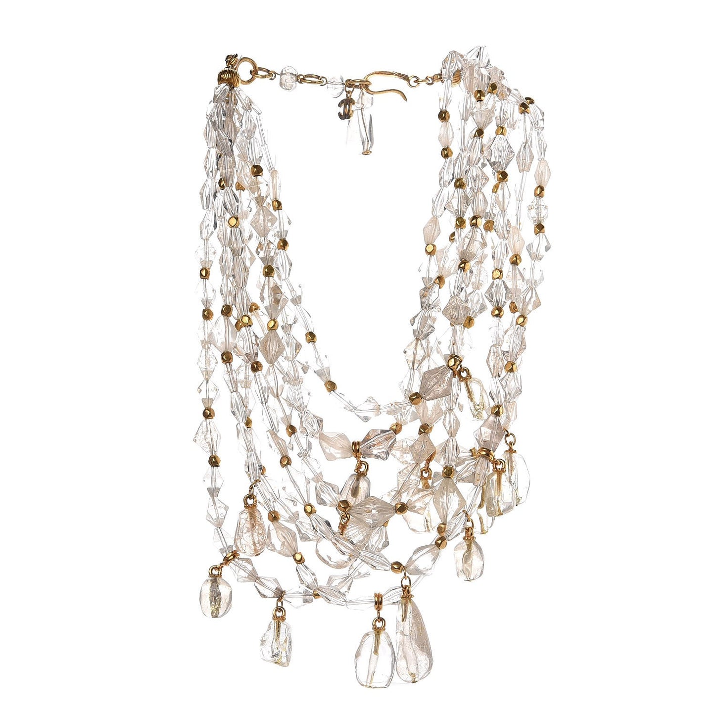 Beaded Multi Strand Necklace Gold
