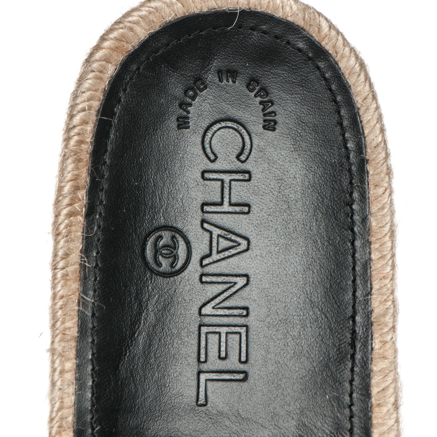 Calfskin CC Espadrille Slip On Sandals 40 Black