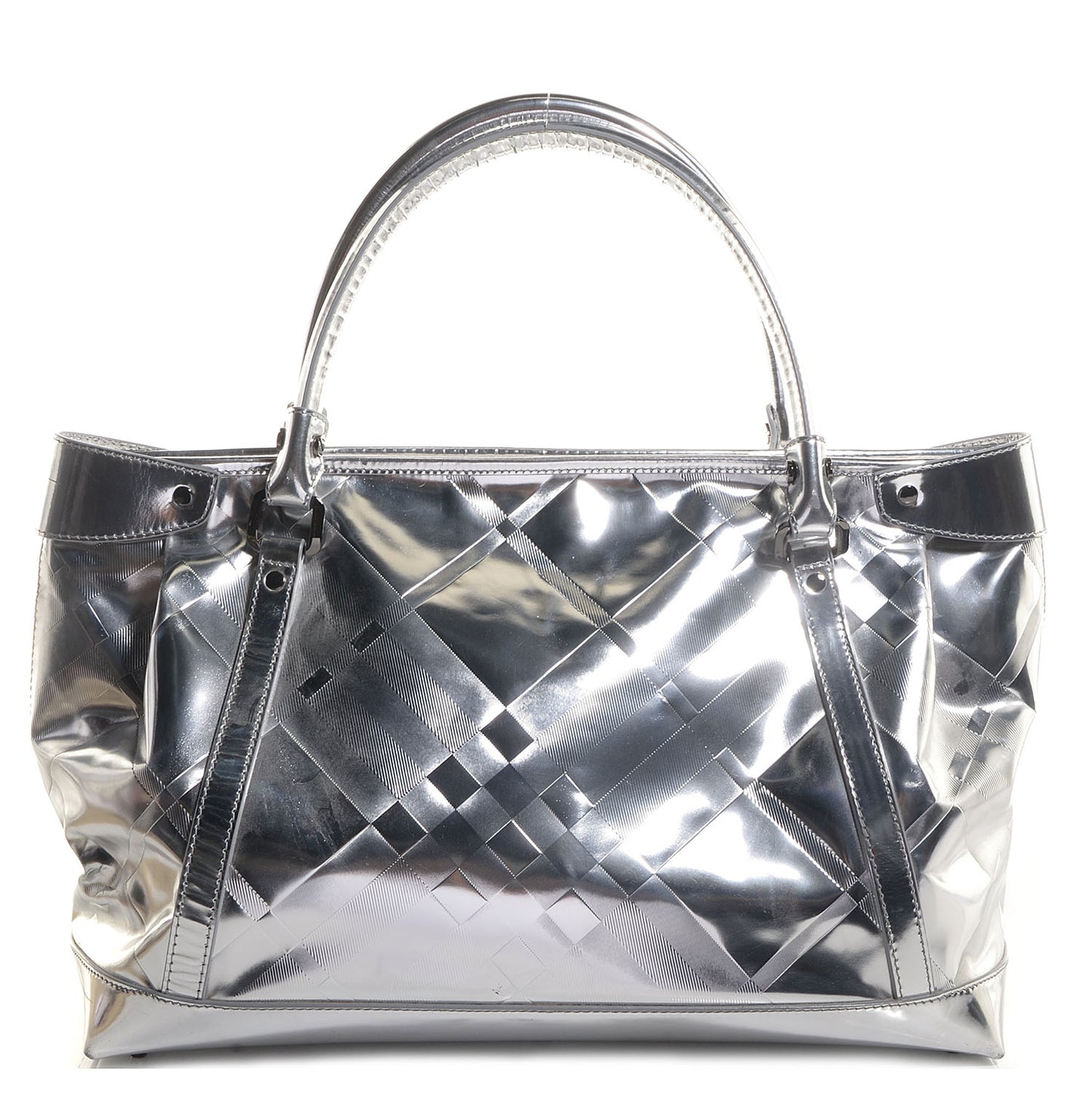 Patent Check Embossed Ember Tote Silver