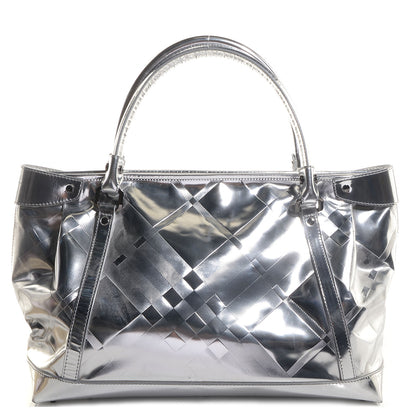 Burberry Patent Check Embossed Ember Tote Silver 1 of 8