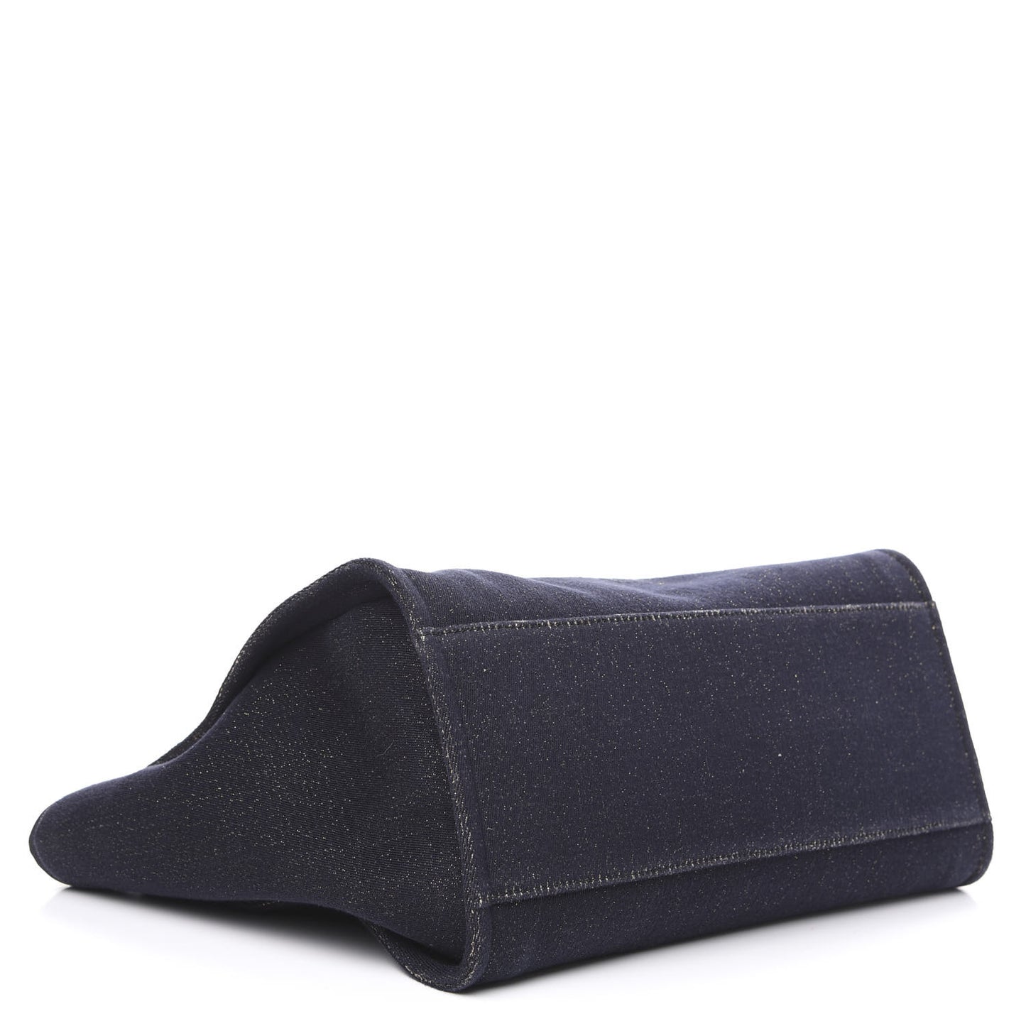 Lurex Canvas Medium Deauville Tote Navy Blue Gold