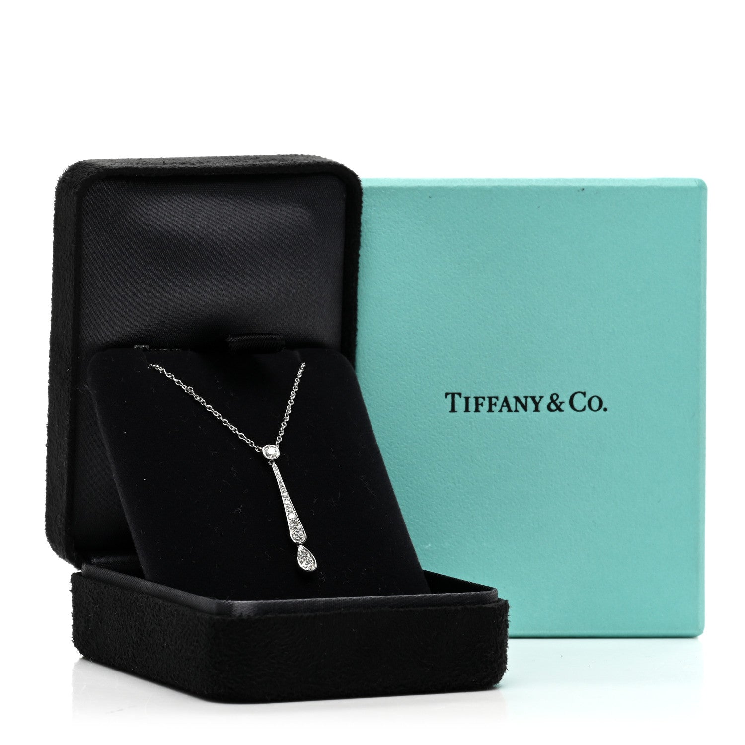 Tiffany Platinum Diamond Jazz Swing Drop Pendant Necklace 5 of 5