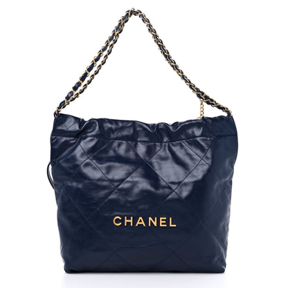 Chanel Shiny Calfskin Quilted Small Chanel 22 Navy 3 of 10