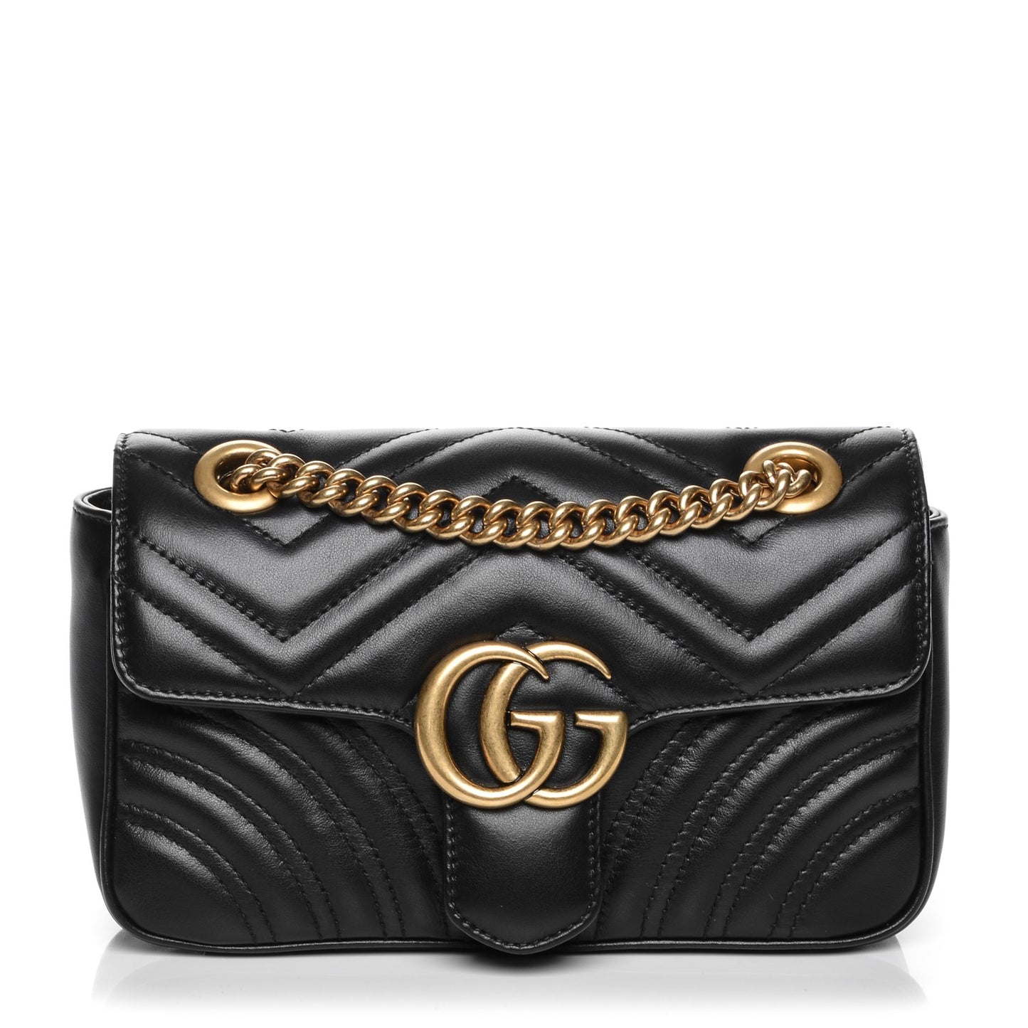 Calfskin Matelasse Mini GG Marmont Shoulder Bag Black