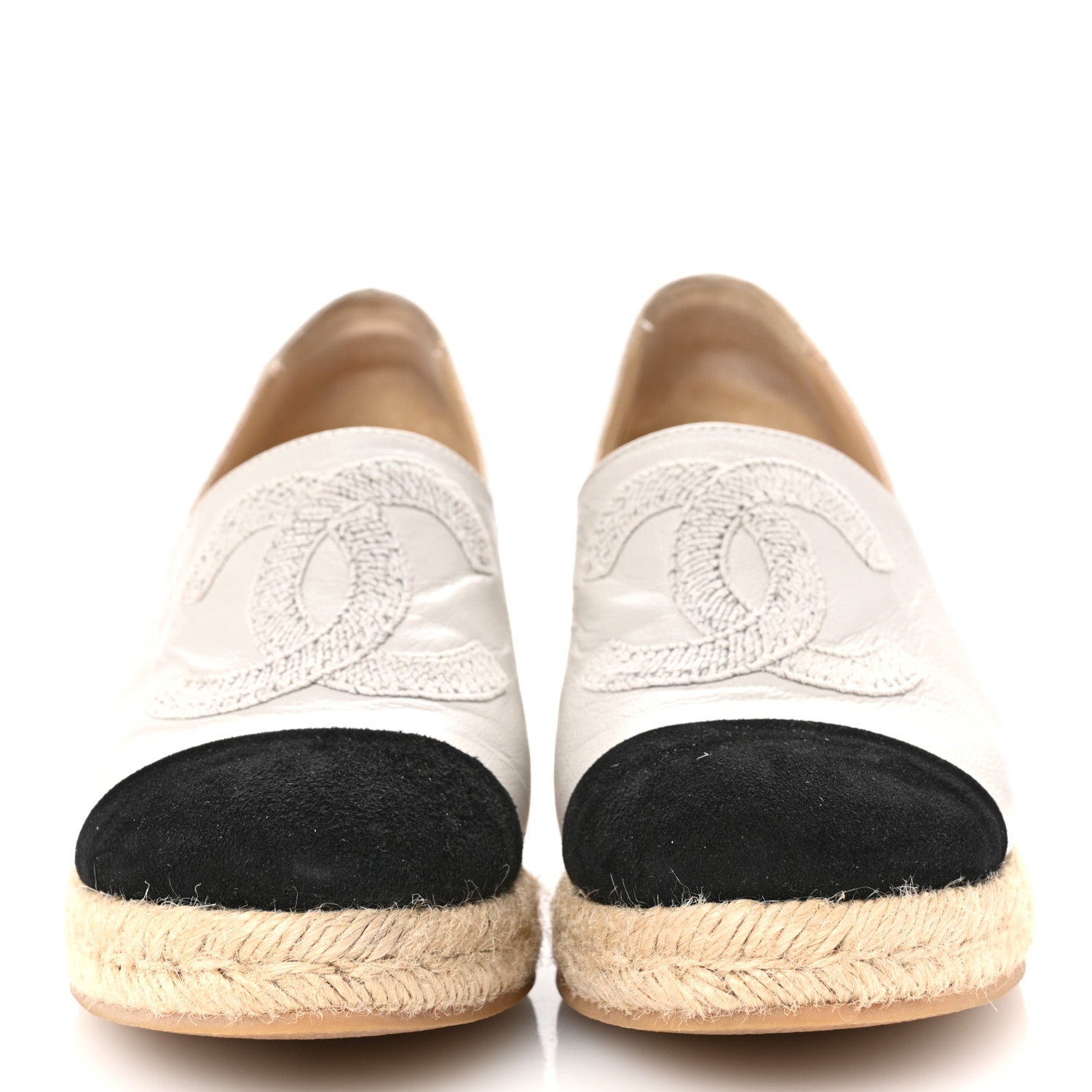 Chanel Lambskin Suede CC Espadrille Wedges 39 Grey Black 3 of 10