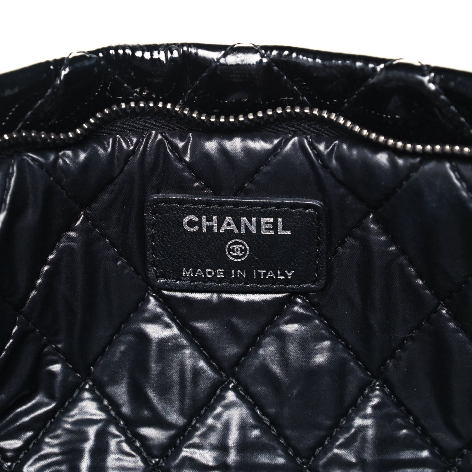 Chanel Patent Calfskin Quilted Beauty CC Clutch Black 6 of 7