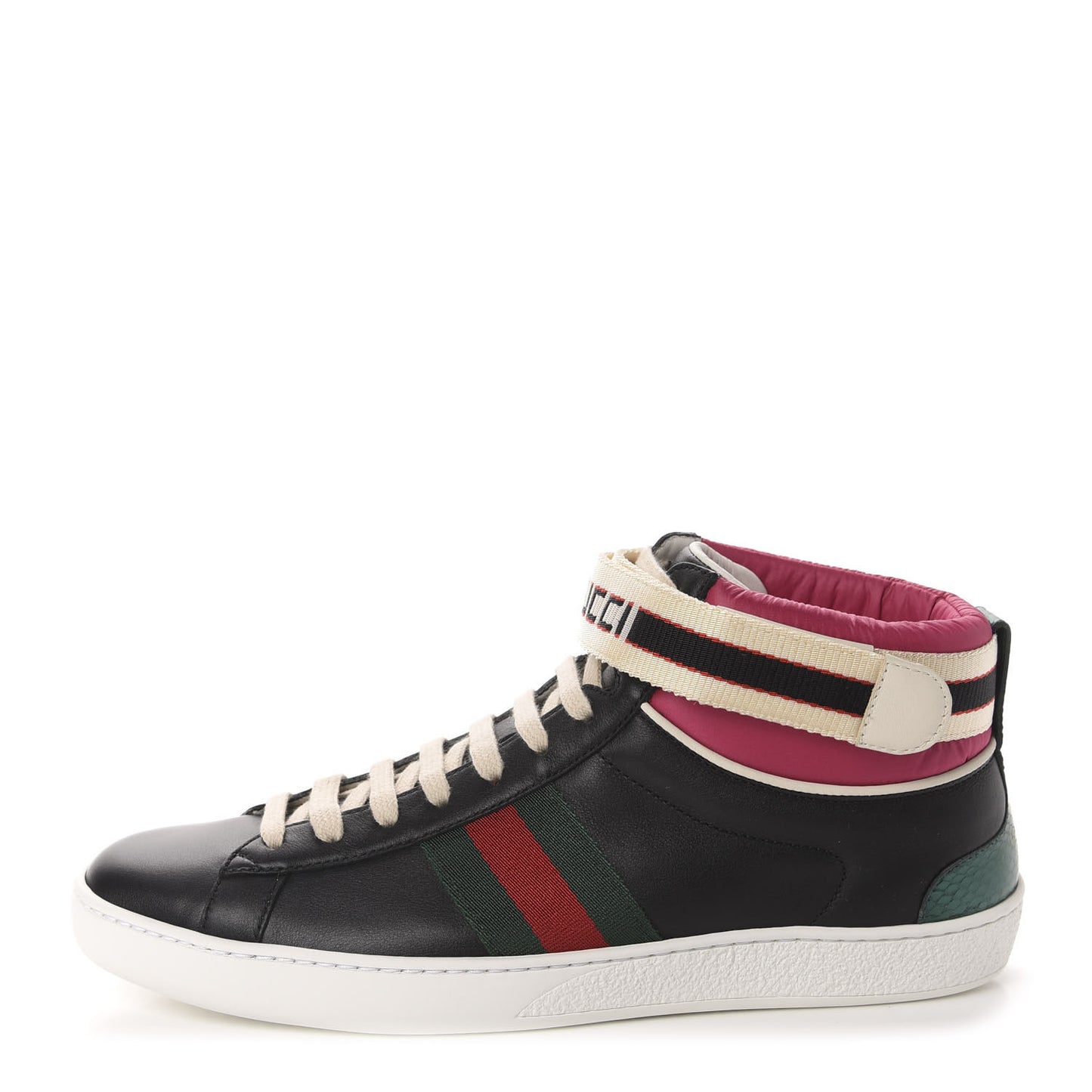 Calfskin Ayers Web New Ace Stripe High Top Sneakers 38.5 Black