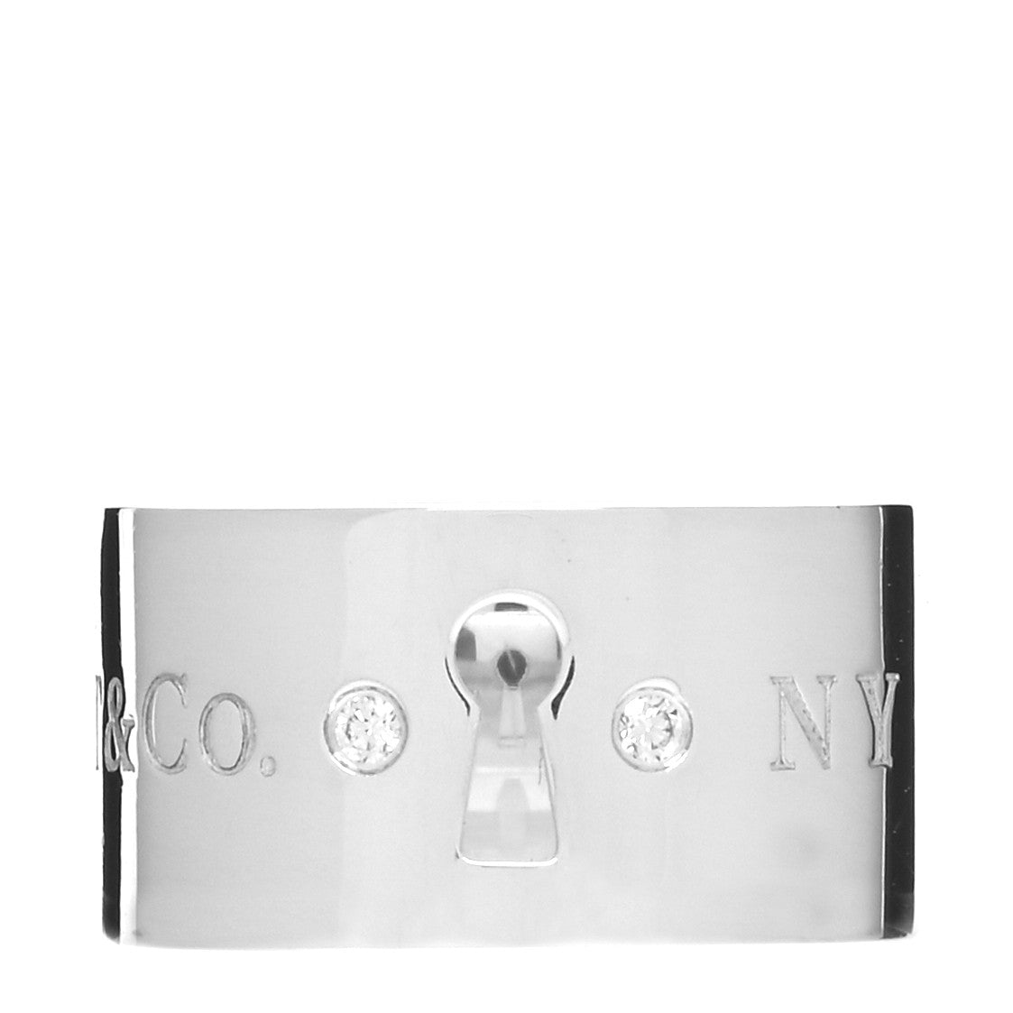 Tiffany Sterling Silver Diamond Wide Locks Band Ring 47 4 1 of 4