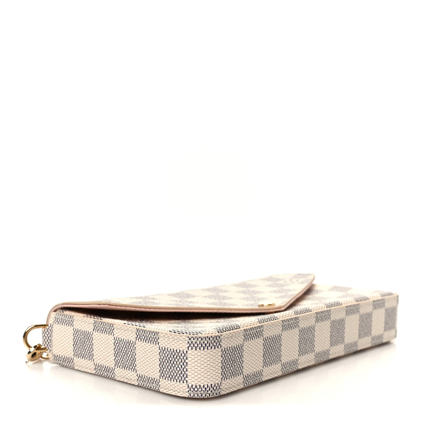 Damier Azur Pochette Felicie Chain Wallet Rose Ballerine