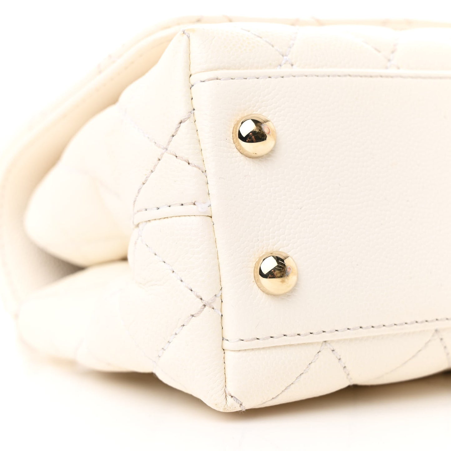 Caviar Quilted Extra Mini Coco Handle Flap White