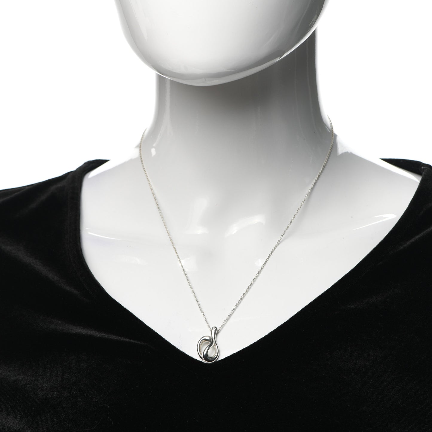 Sterling Silver Diamond Elsa Peretti Open Wave Necklace