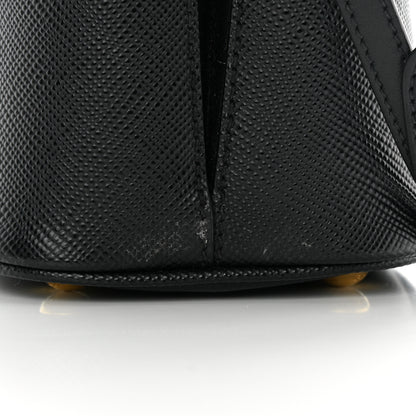 Prada Saffiano Cuir Small Panier Bucket Bag Black Fuoco 16 of 17