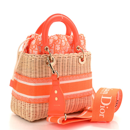 Christian Dior Wicker Oblique Medium Lady Dior Bag Fluorescent Orange 3 of 10