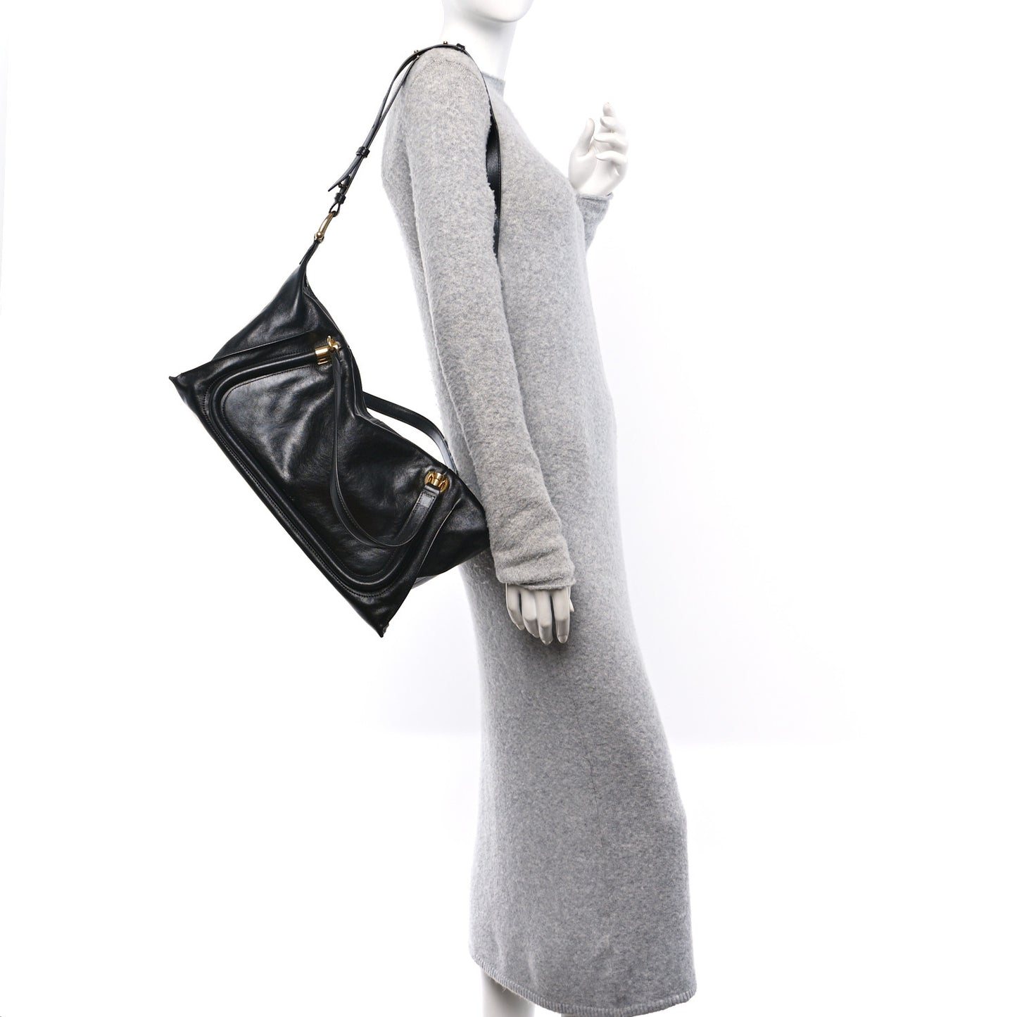 Natural Shiny Calfskin Large Paraty 24 Bag Black