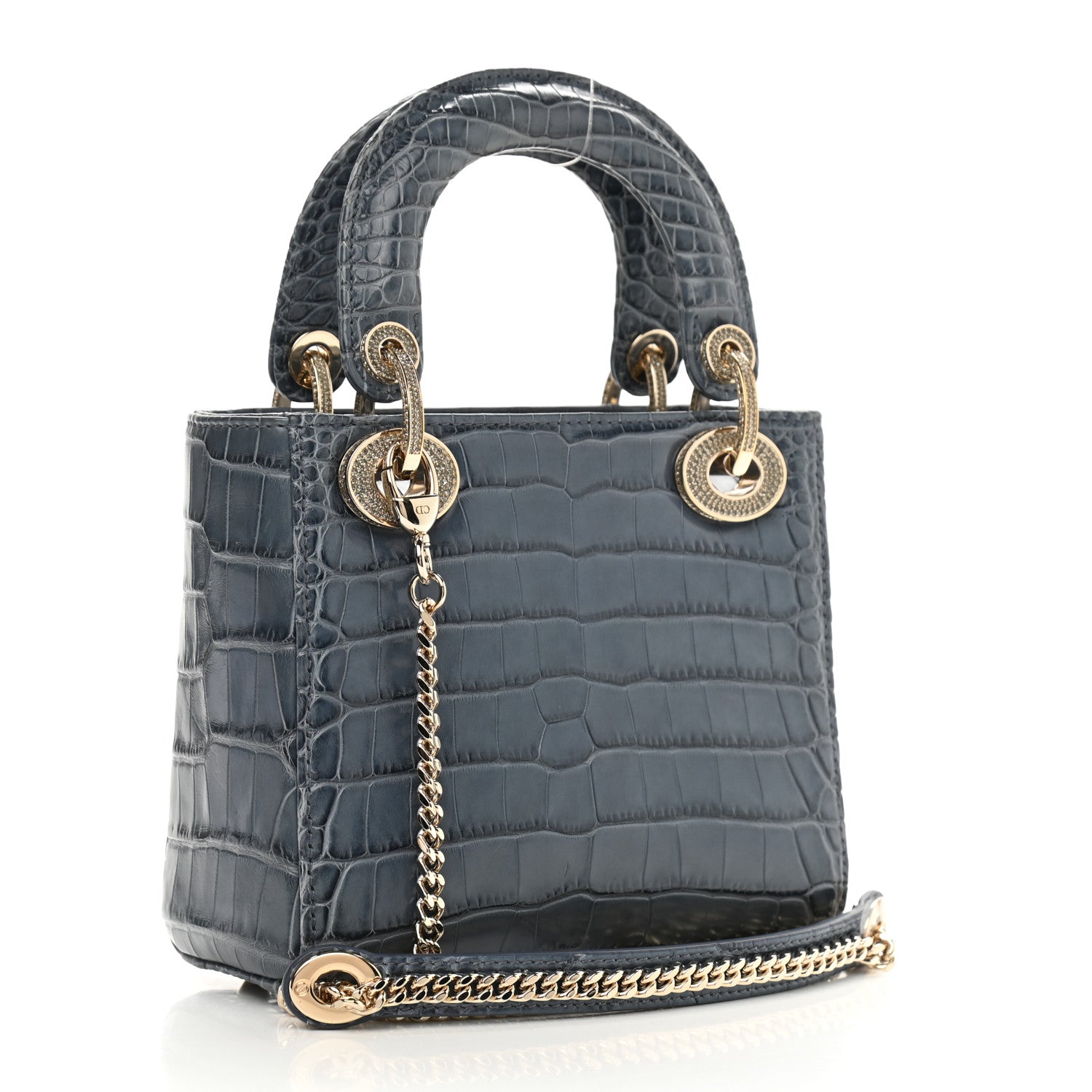 Christian Dior Alligator Crystal Mini Lady Dior Blue 2 of 9
