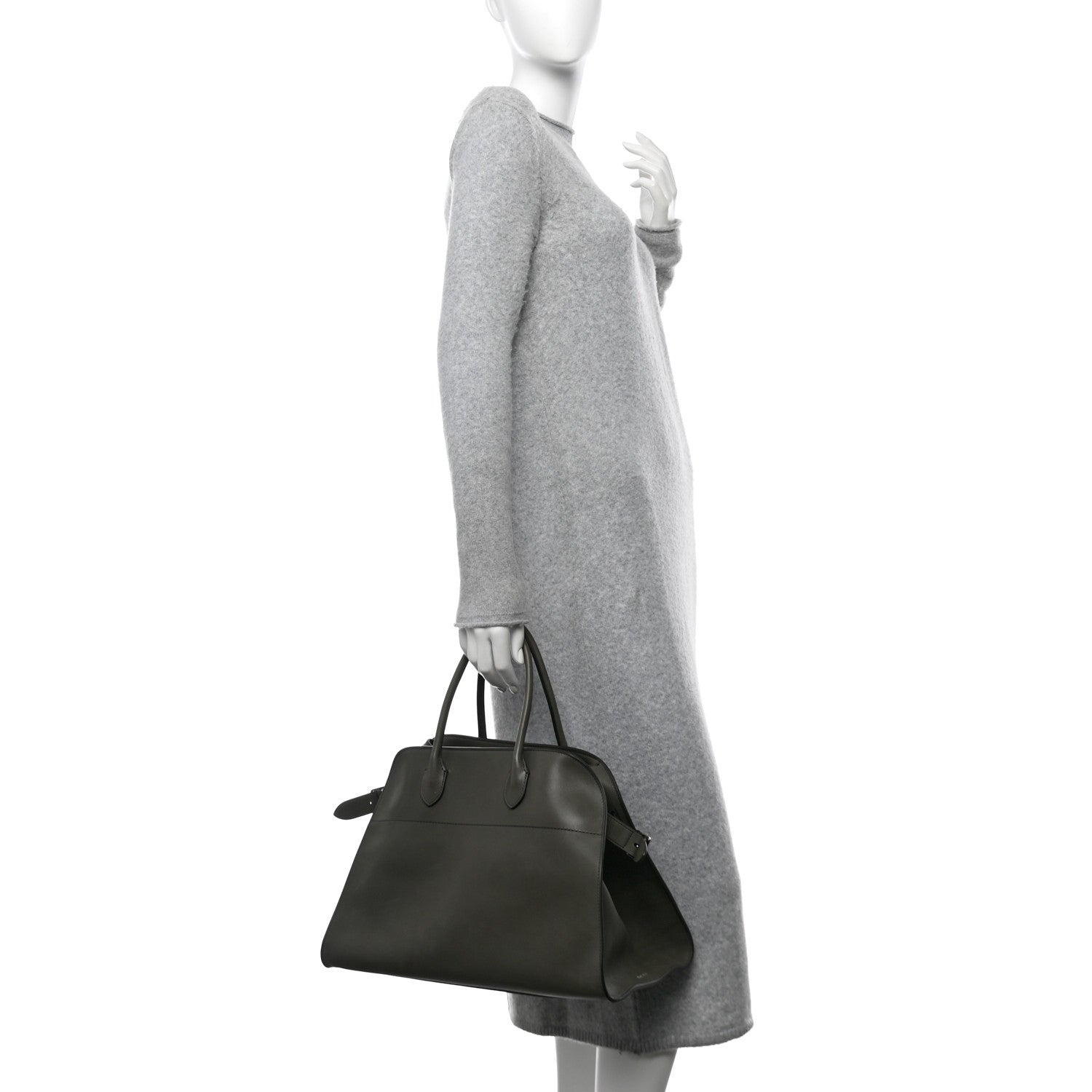 The Row Polished Saddle Calfskin Soft Margaux 15 Koala Grey 3 of 9