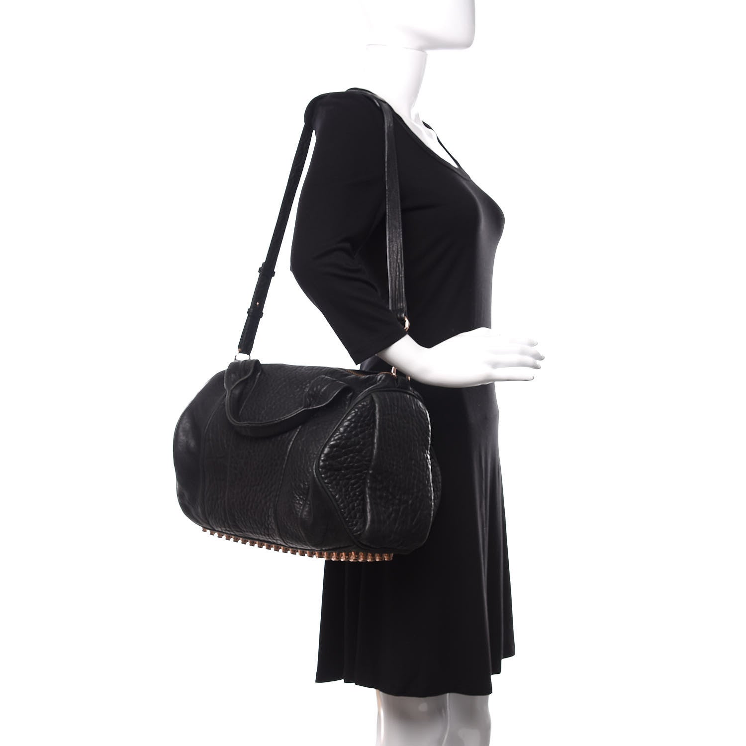 Alexander Wang Pebbled Lambskin Rocco Black Rose Gold Hardware 2 of 9
