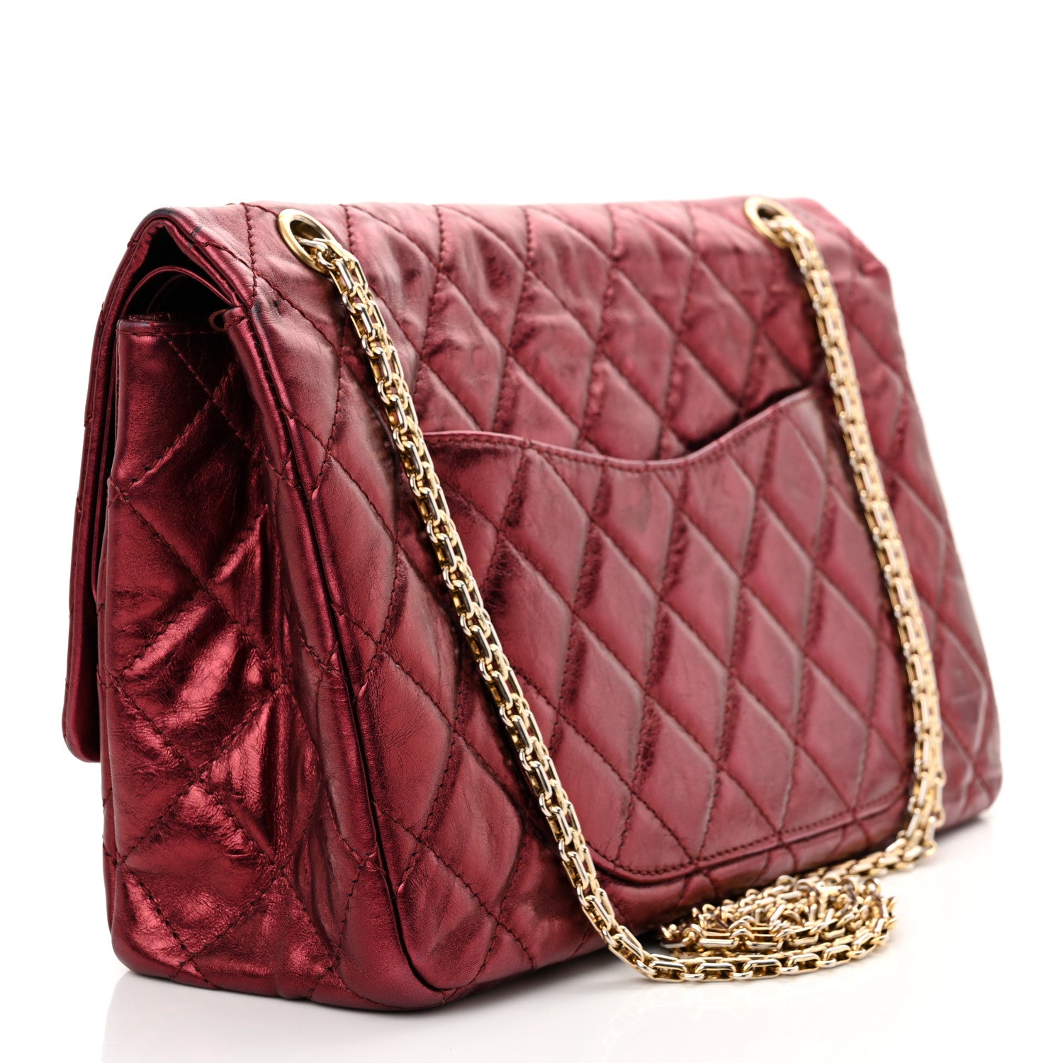 Chanel Metallic Aged Calfskin Quilted 2.55 Reissue 227 Flap Dark Red 3 of 17