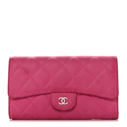 Chanel Iridescent Caviar Quilted Long Flap Wallet Dark Pink 1 of 14